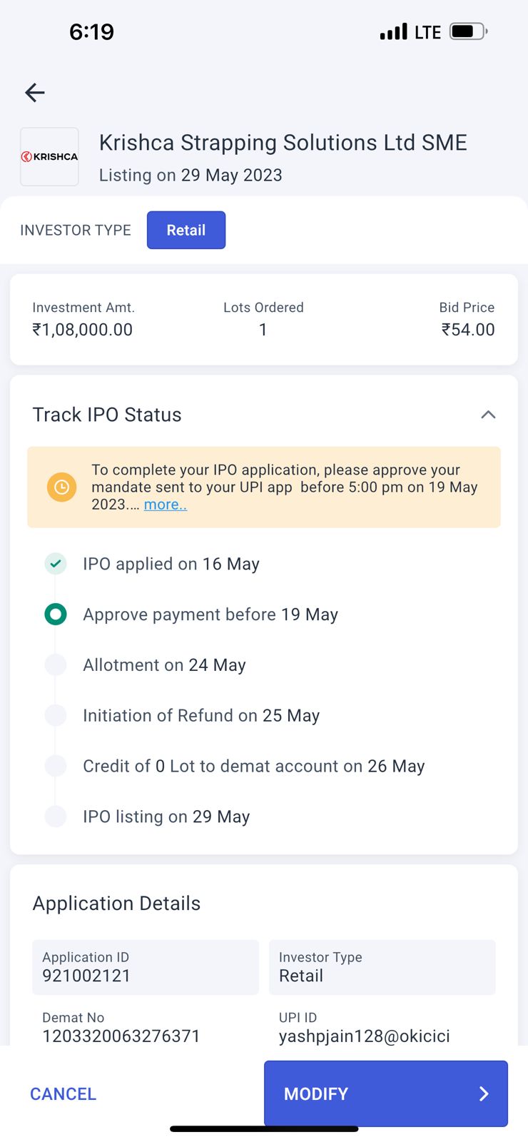Tracking IPO Order Status