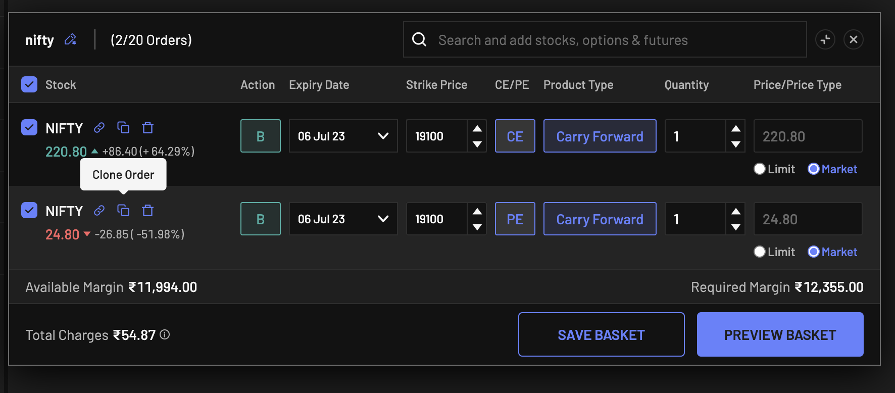 Clone order